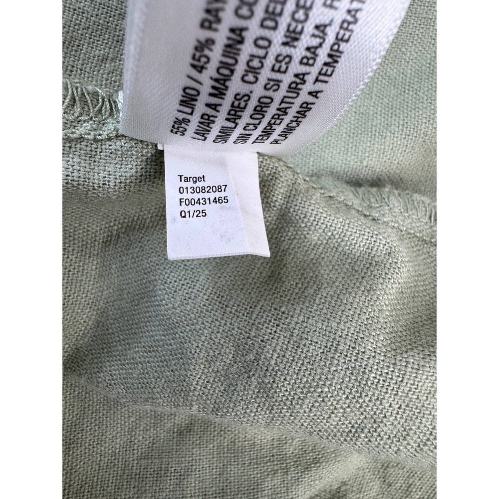 Universal Thread Linen Shirt Dress Womens XXL Olive Green Utility Coastal Boho - Picture 8 of 13
